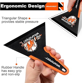 WRAPXPERT Window Tint Squeegee Triangle Contour Squeegee Corner Card Car Window Tint Tools Vinyl Wrap Tool Kit Scraper for Window Film Glass Tinting Application, 3 Pack, Black