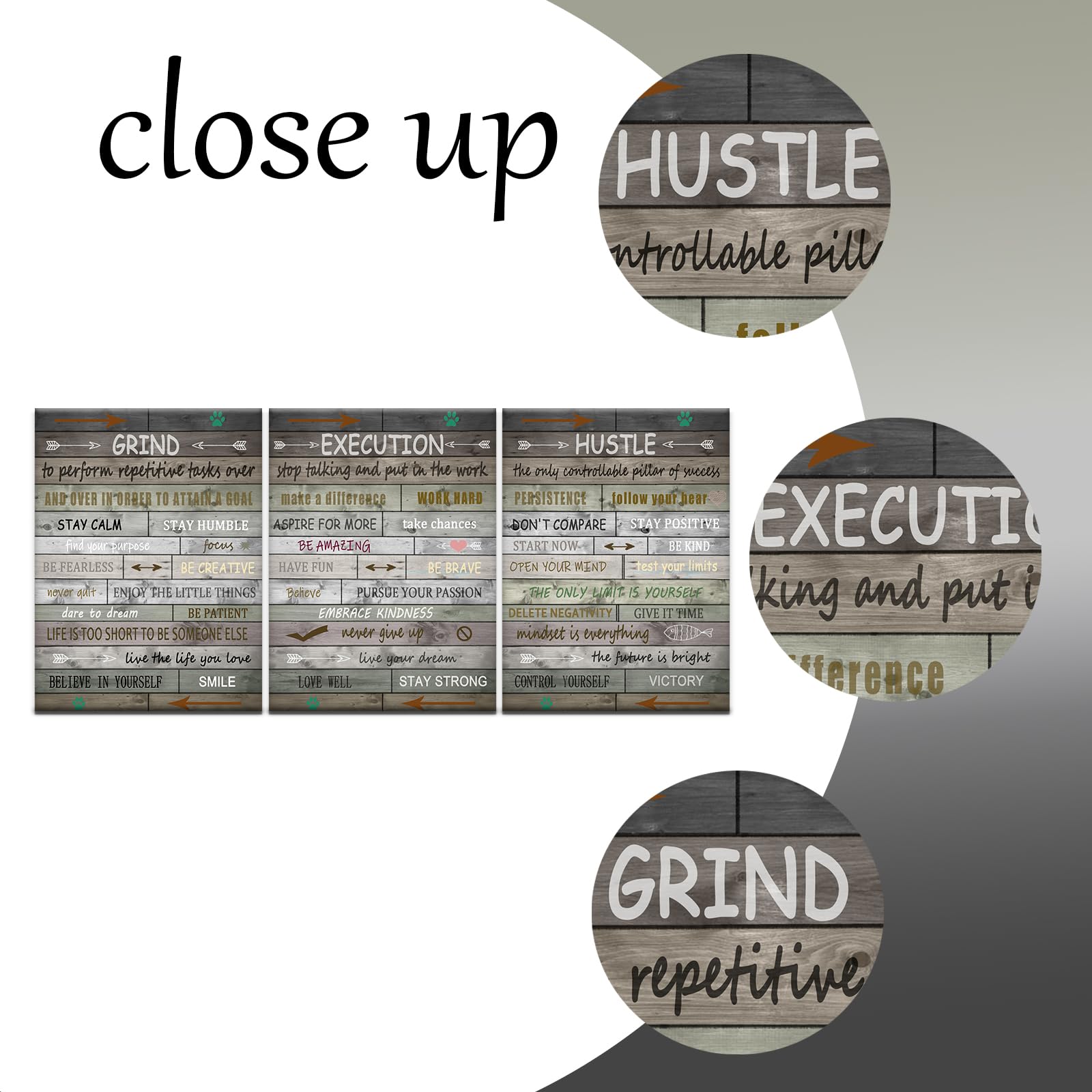 3 piezas de lienzo motivacional para pared, arte de muelle, ejecución, empresario, citas, carteles, impresiones inspiradoras de éxito, cuadros para decoración de dormitorio, oficina, listo para colgar