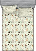 Vista 85 de Ambesonne Island Map - Juego de sábanas bajeras y fundas de almohada, mapa del tesoro súper detallado, diseño de piratas rústicos grungy, tema