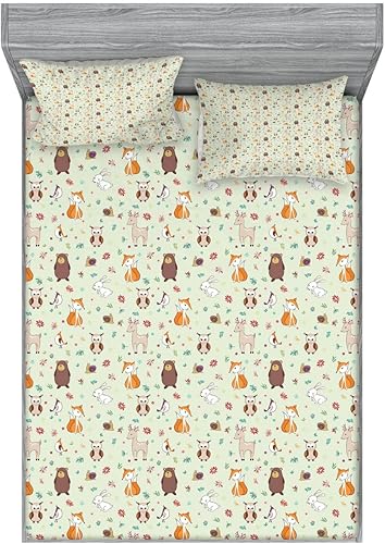 Miniatura 86 de Ambesonne Juego de sábanas bajeras y fundas de almohada, diseño retro de los videojuegos con botones de joystick vintage de los años 80 y 90, diseño