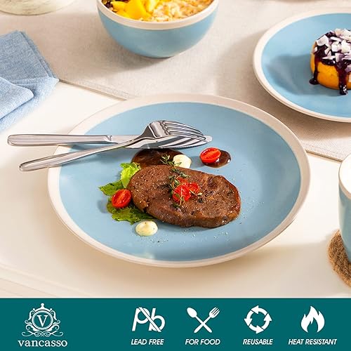 Miniatura 3 de vancasso Seesami - Juego de vajilla de 16 piezas para 4 color marrón oscuro y crema hecho con tazones platos de postre y tazas