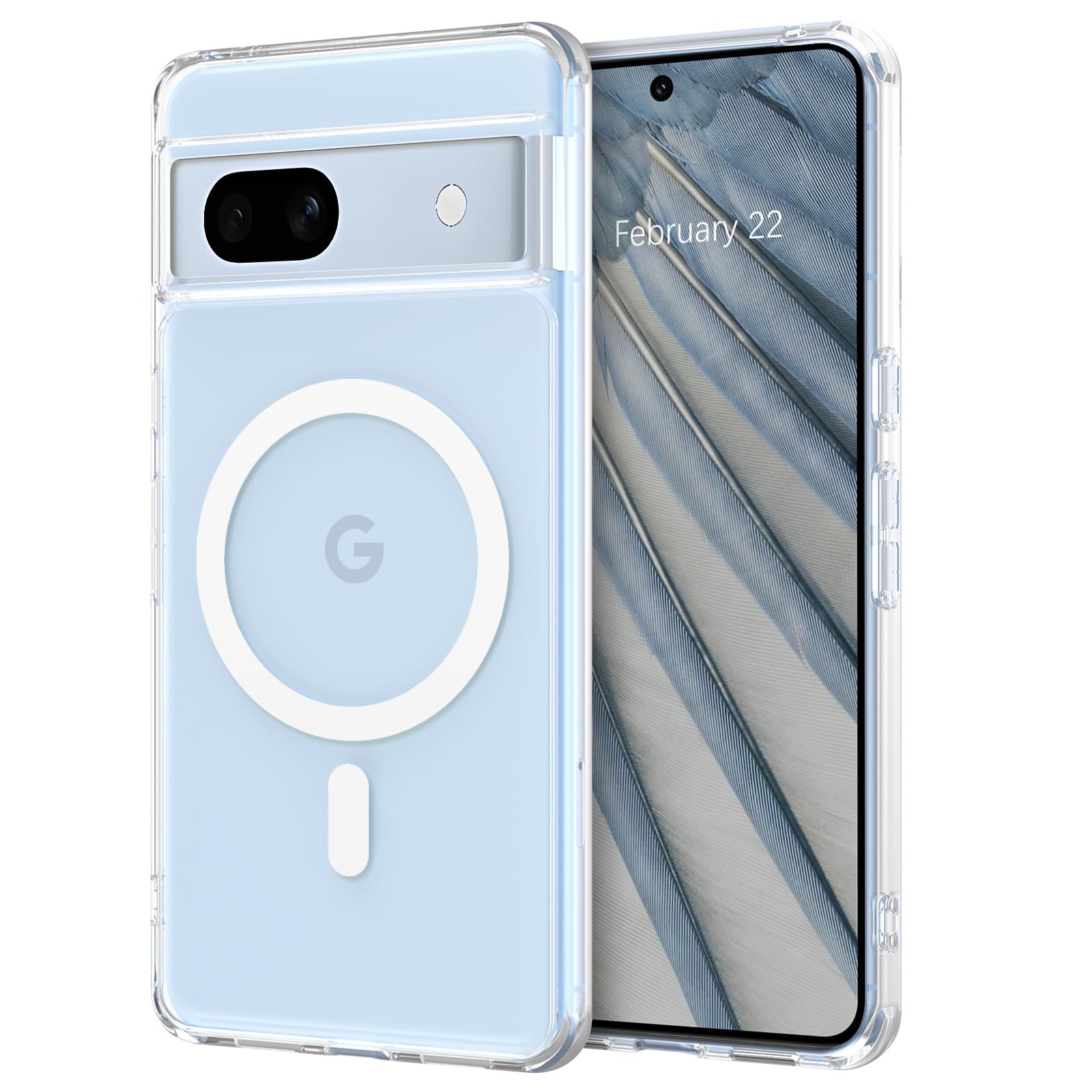 BENTOBEN Cover Magnetica Per Google Pixel 7a Con Magsafe - Silicone Trasparente Ultra Sottile, Protezione Militare (Blu)