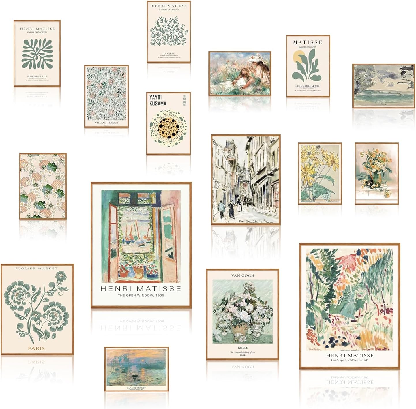 Hoaifirme Elevate Your Walls, 16 Pcs Unframed Sage Green Aesthetic Wall Art, Gallery