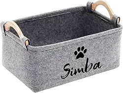 Cesto organizador dobrável de feltro para brinquedos de cachorro e gato, com grande capacidade, ideal para guardar brinquedos, roupas e toalhas, Cinza Claro