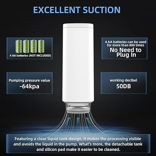 Miniatura 5 de Sellador al vacío eléctrico de mano, máquina al vacío de bolsa Sous Vide para alimentos al vacío, almacenamiento y conservación de Furits (batería