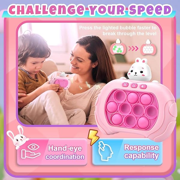 Quick Push Pop Game Fidget Toys Pro für Kinder & Erwachsene, Handheld-Spiel, schnelle Puzzle-Spielmaschine, Push-Bubble-Stress-Spielzeug, Geschenk für Jungen, Mädchen, Teenager - 5