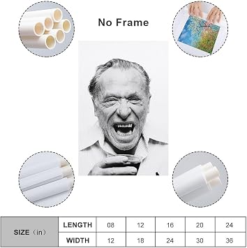 The Poet Charles Bukowski Smile Poster Wall Art Poster Scroll Canvas Painting Picture Living Room Decor Home Framed/Unframed 08x12inch(20x30cm)