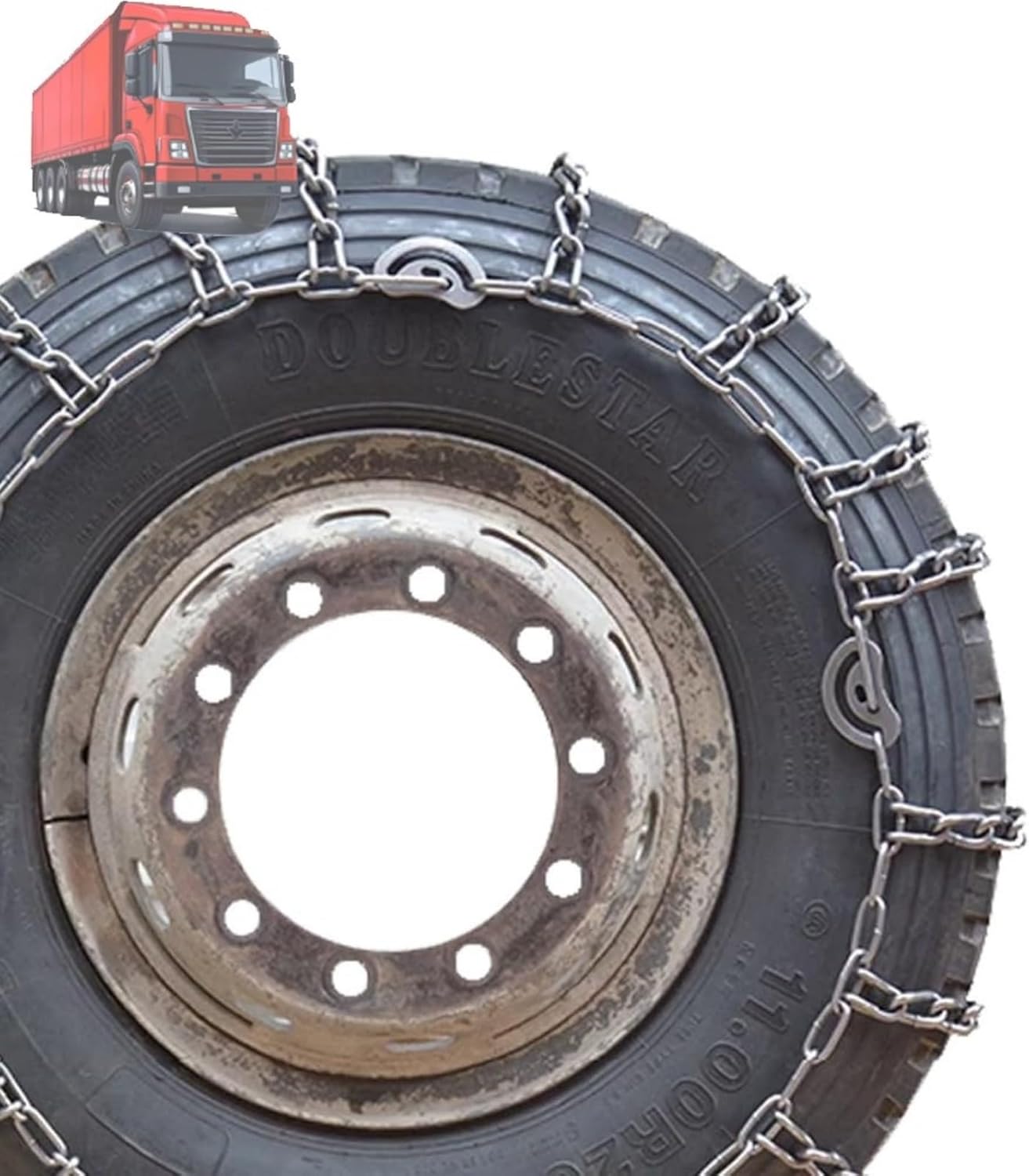 2pcs 9mm Heavy Duty Snow Tire Chains for Suv Pickup Trucks and AVT Traction Chains Manganese Skid Design for Snow,Mud and Sand Reliable Grip 285/80R22.5 2pcs 7.00-16