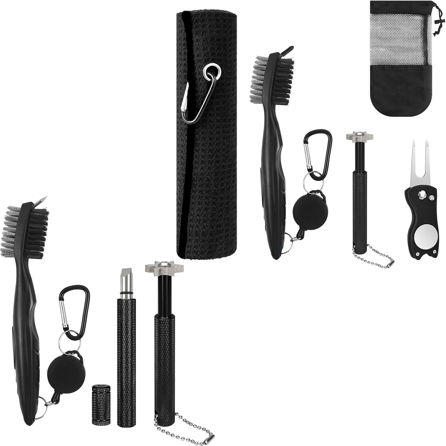VIPMOON 3Pack and 5Pack Golf Club Cleaner Kit Golf Accessories Kit-Black