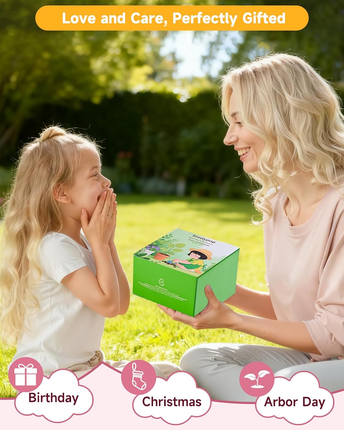 Kids Gardening Tool Set Toys - 8 Pieces Quality Garden Kit for Toddlers & Kids with Shovels, Rake, Watering Can, Hat, Apron, Gloves & Storage Bag (Pink Flower)