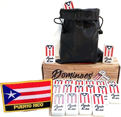 Miniatura 6 de Dominó y bolsa de viaje con bandera de Puerto Rico, regalos de recuerdos, juegos de tamaño grande, accesorios para adultos, juego premium de dominó
