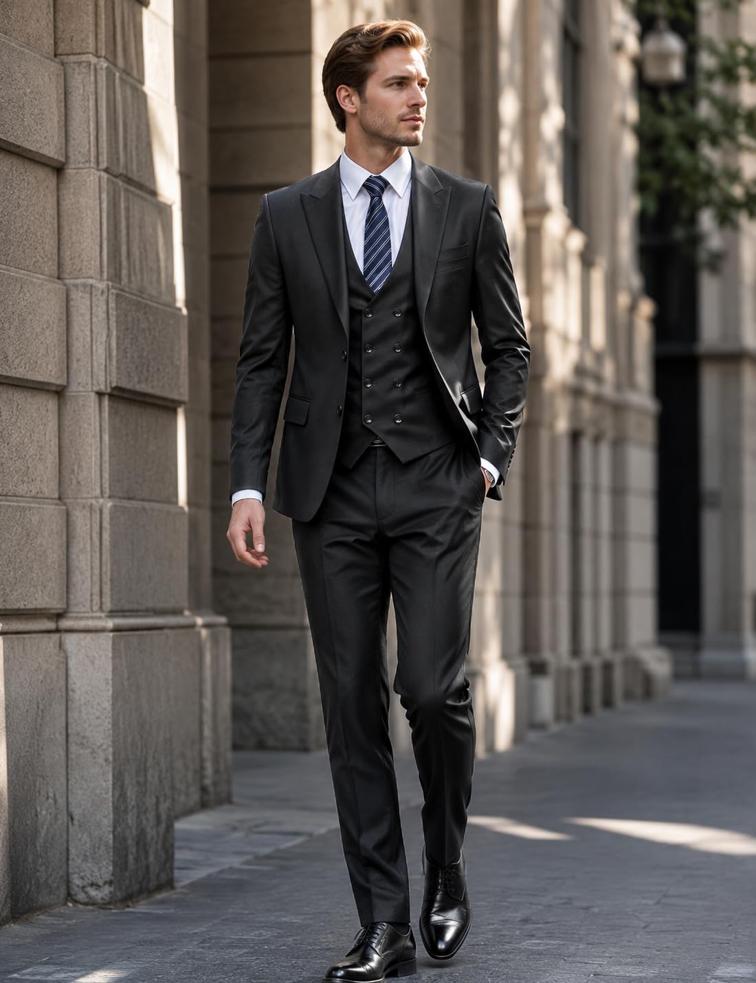 Men's Suits, 3 Piece Suit Men, Three Piece Suits for Men, Slim Fit, Jacket, Vest and Trousers, Suitable for Business, Wedding