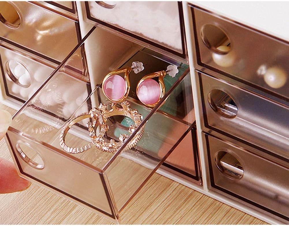 Jewelry Box Creative Transparent Jewellery Organiser Nine Drawers Jewellery Chest Fashion Dustproof Finishing Box Jewelry Box for Women (Size : A) () image 5