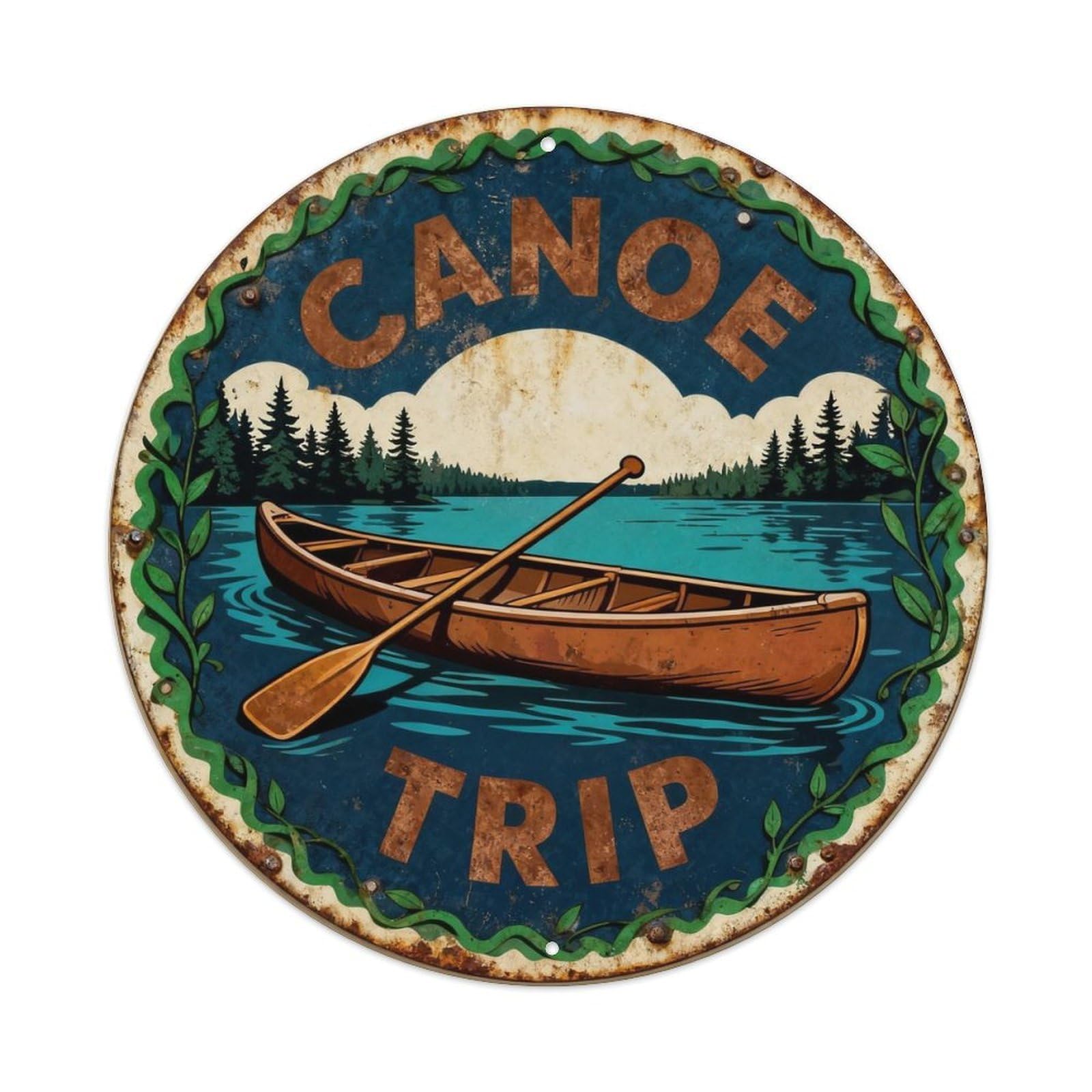Canoe Trip Metal Tin Sign Plaque