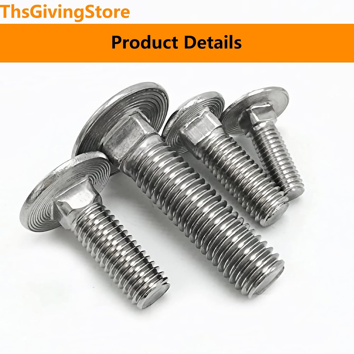 10PCS M8 x 50mm Carriage Bolts, 304 Stainless Steel Fully Threaded Round Head Square Neck Carriage Bolt (Thread Diameter: M8, Length: 50mm)