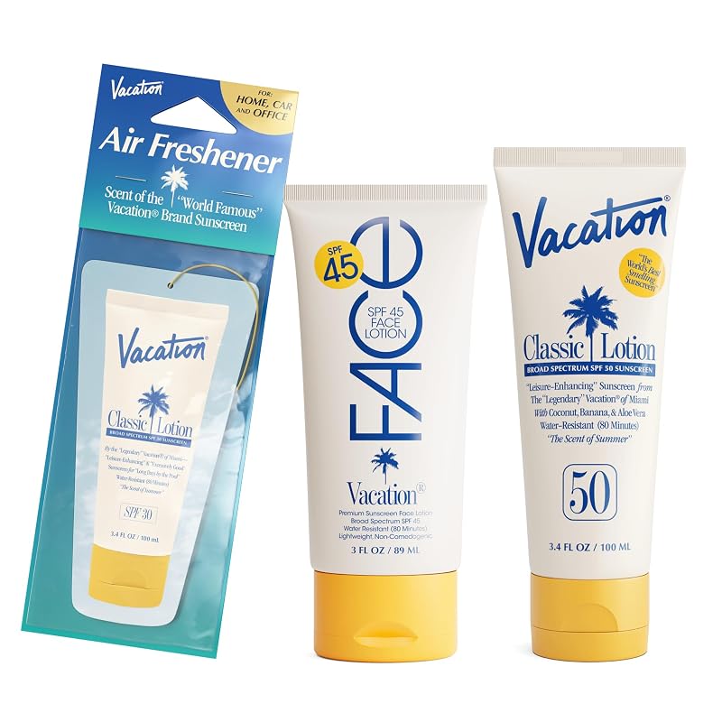 VACATION Conjunto com loção facial Classic, loção corporal Classic e aromatizador de ambiente