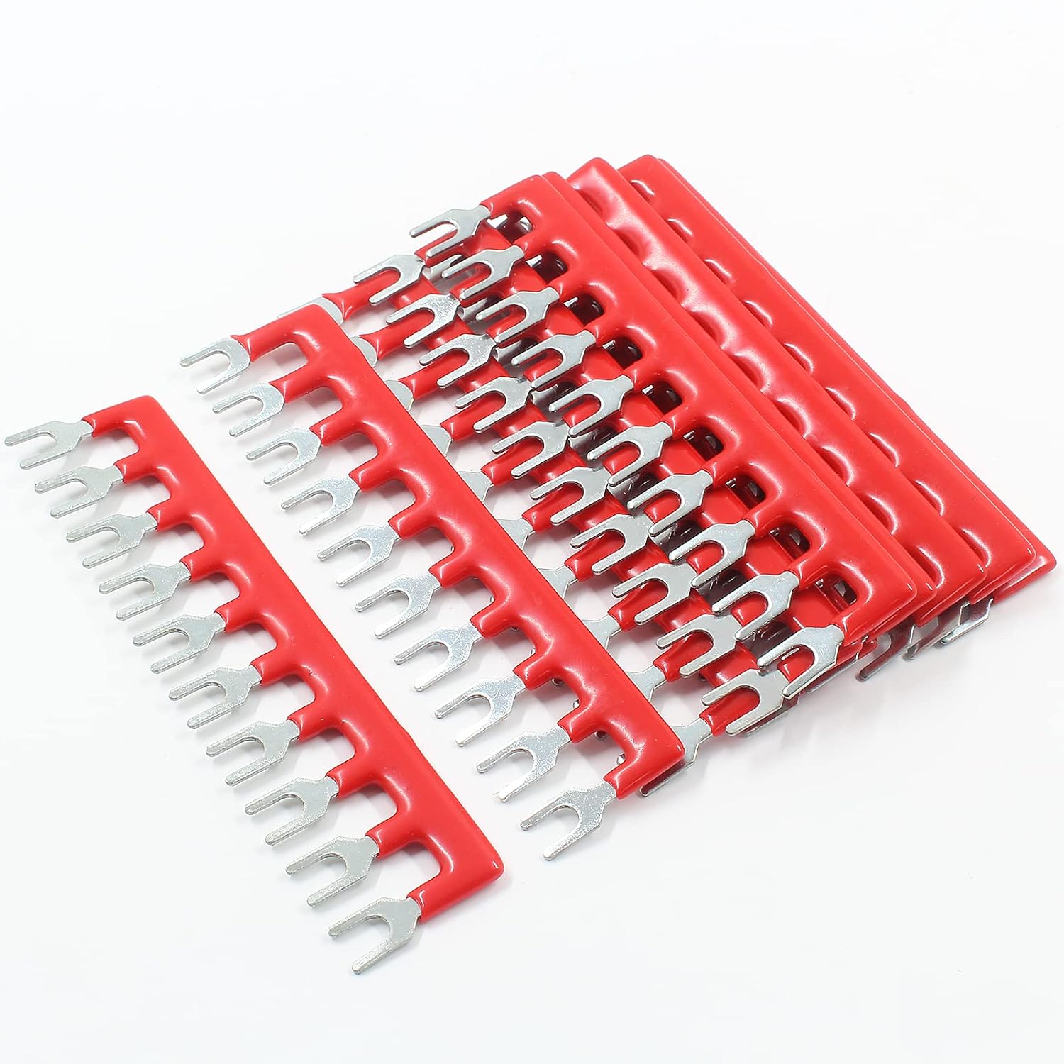 GUMIFA 10 Pcs 10Position Jumper Block Terminal Strips, 600V 15A Fork Type Terminal Block Strip