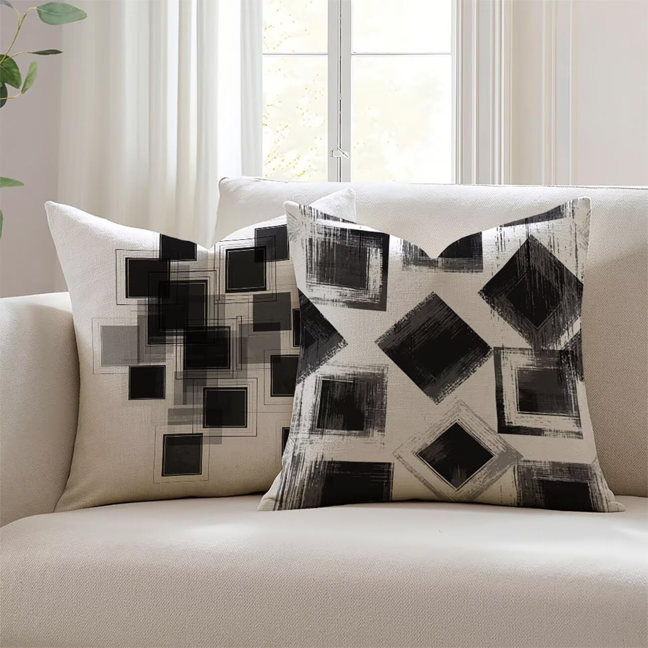 Housse de coussin 55x55cm anti-tache et imperméable blanche pour salon de jardin