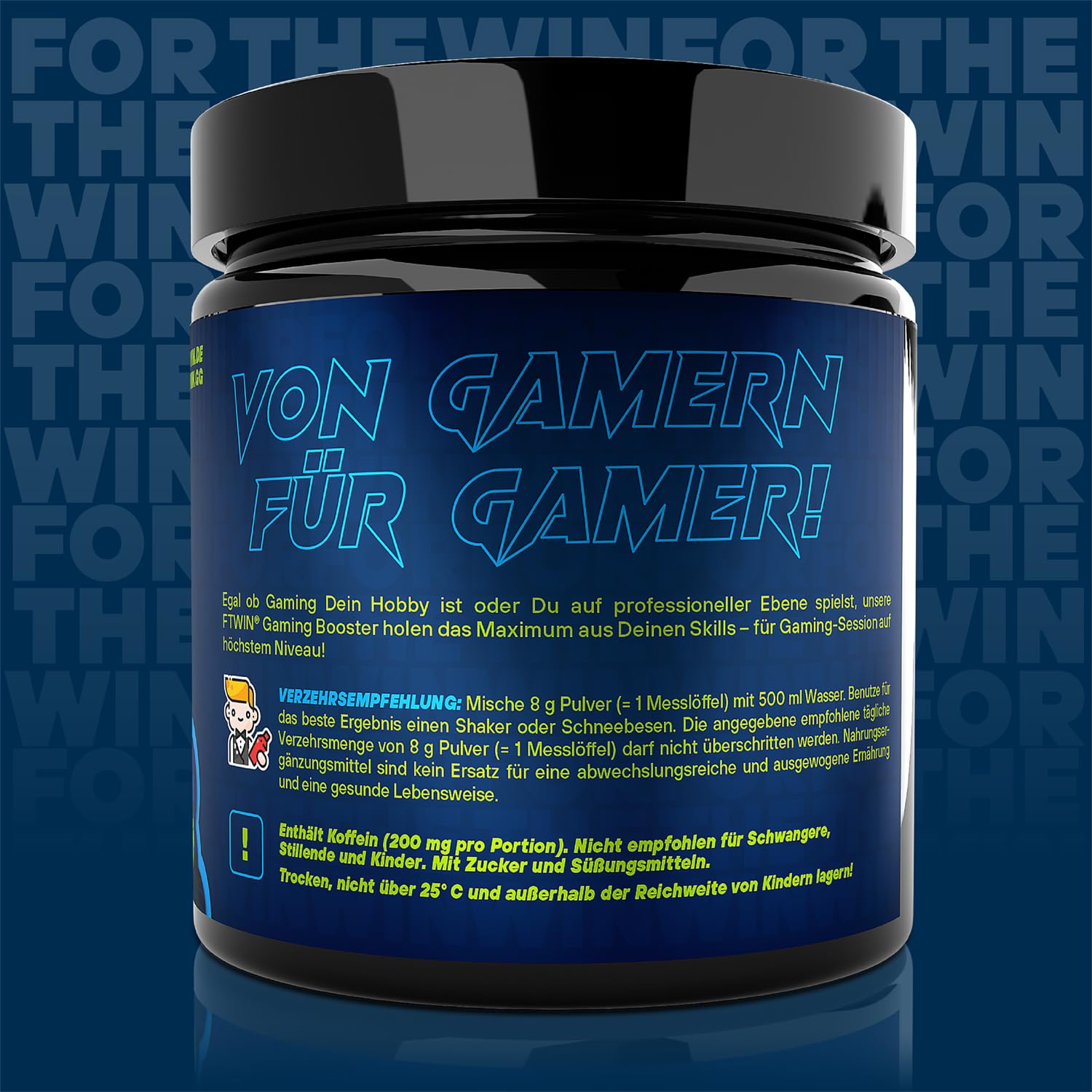 FTWIN® Nutrition Gaming Booster Nightlime Cherry (Kirsche + Limette) | für Gamer und E-Sportler, perfekt für lange und intensive Gaming-Sessions, 40 Portionen, vegan