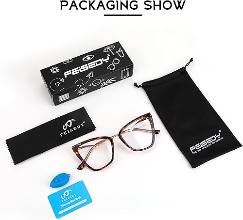 Miniatura 7 de FEISEDY Gafas de bloqueo de luz azul, gafas de computadora para mujeres y hombres, gafas de ojo de gato a la moda B2914