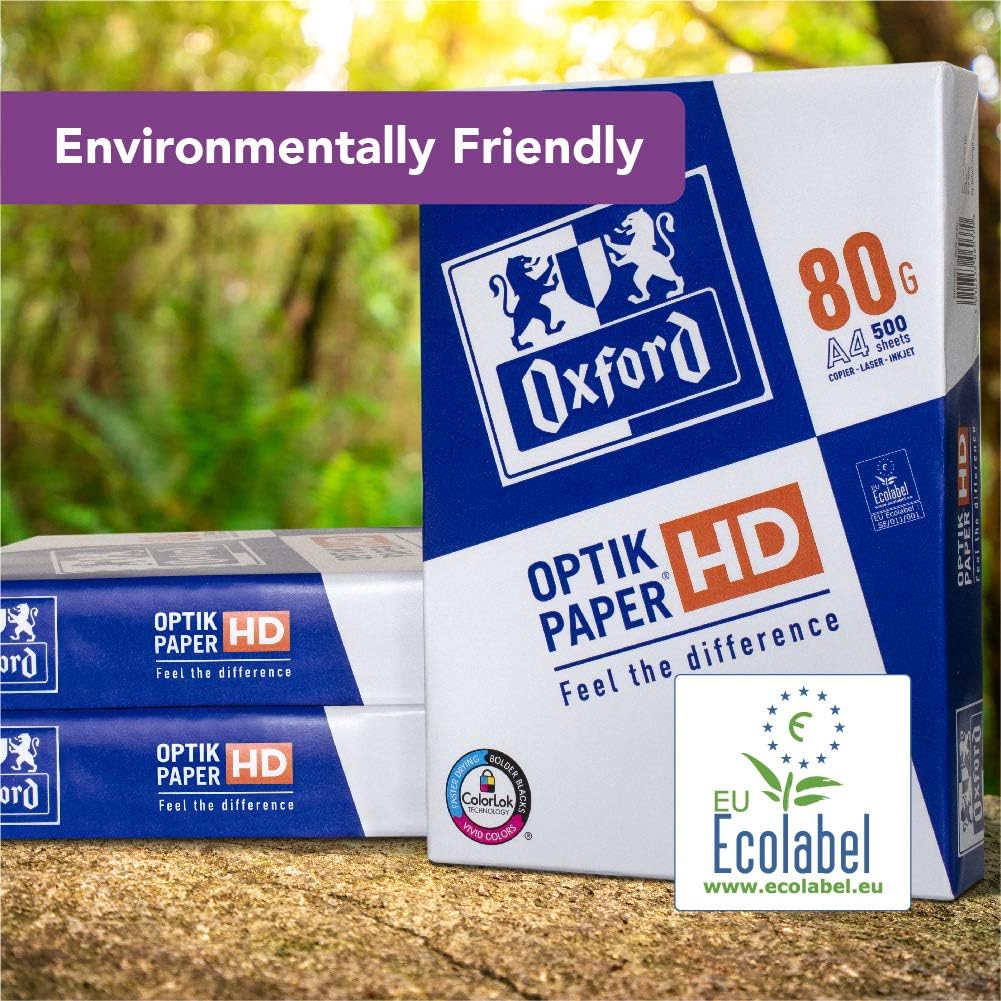OXFORD A4 Printer Paper, Premium Optik Paper, 1 Ream / 500 sheets, EU Eco Label