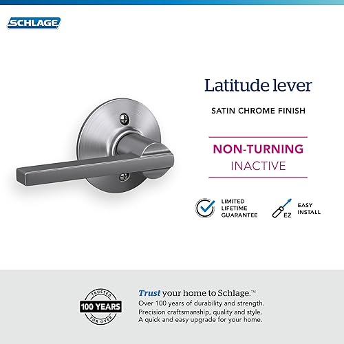 Miniatura 170 de Schlage Latitude F10 LAT 622 CEN Manija de paso con roseta Century, para pasillo y armario, negro mate Mate negro