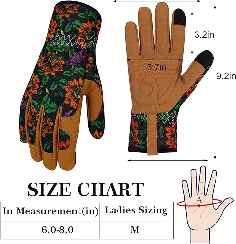 Miniatura 3 de MERTURN Guantes de jardinería de cuero para mujer guantes de jardín a prueba de espinas guantes de trabajo para pantalla táctil regalos de jardinería