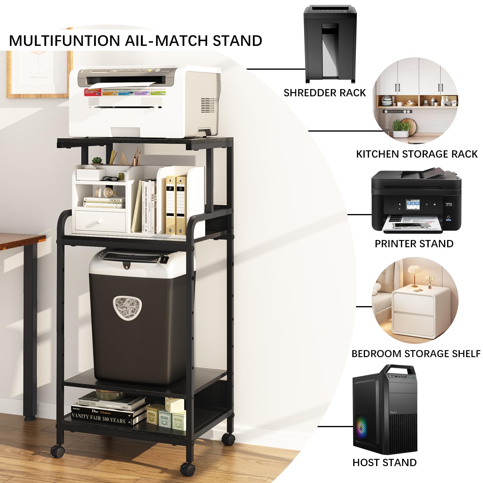 Printer Stand Mobile Printer Cart Printer Rack Mobile Floor - View #5