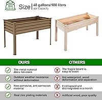 Vista 5 de Land Guard Cama de jardín elevada de metal ovalada galvanizada con patas para verduras (beige)