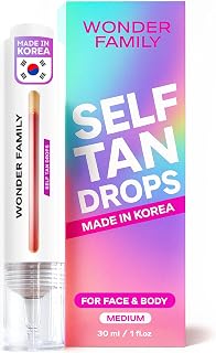 Self Tanning Drops Kit with Mixing Palette – Made in Korea with Natural Ingredients, Aloe Leaf Juice & Hyaluronic Complex Face & Body Non-Toxic, Fragrance-Free, Sunless Bronzing Glow – 1 fl oz