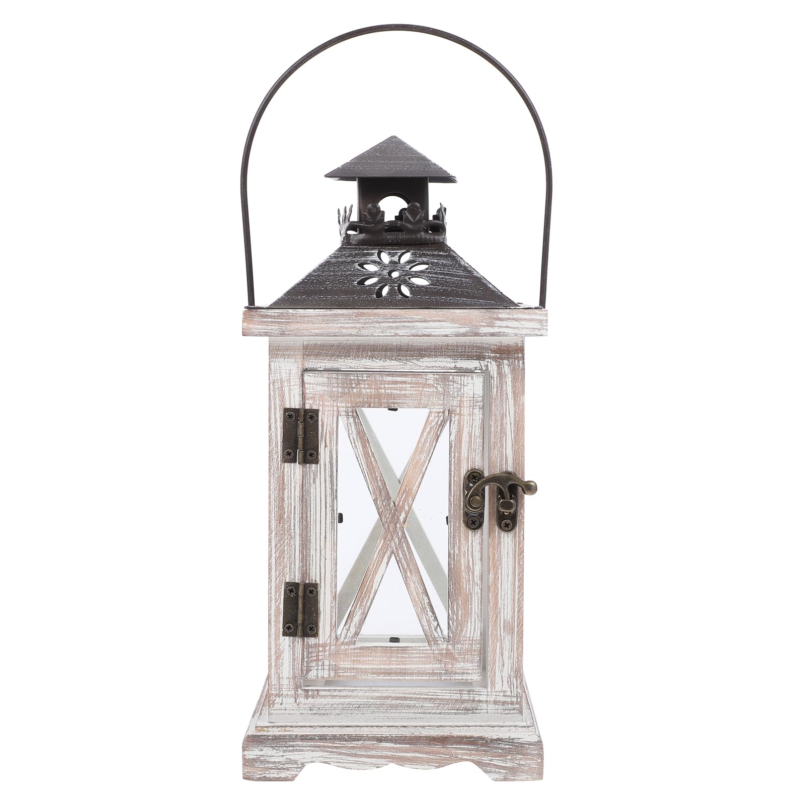 Candle Lantern, Vintage European Style, Decorative Lantern, Wooden Windproof Candlestick, Home Decoration Supplies (28x12.5x12.5cm)
