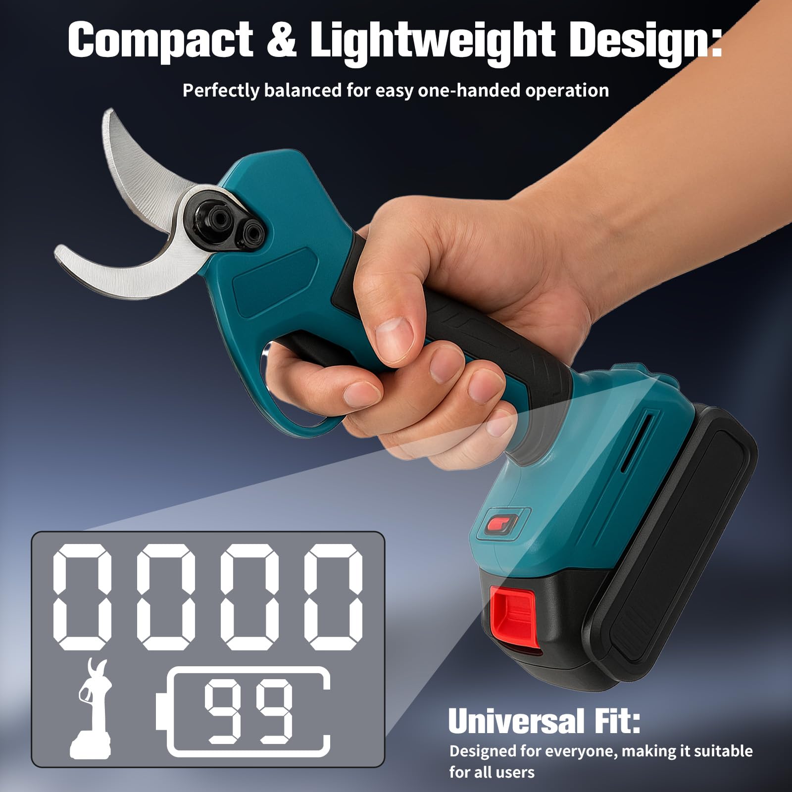 Sécateur électrique sans fil 45 mm pour Makita 18 V – Sécateur professionnel avec affichage LCD, moteur sans balais, scie à élaguer électrique pour branches, arbustes et troncs (sans batterie)