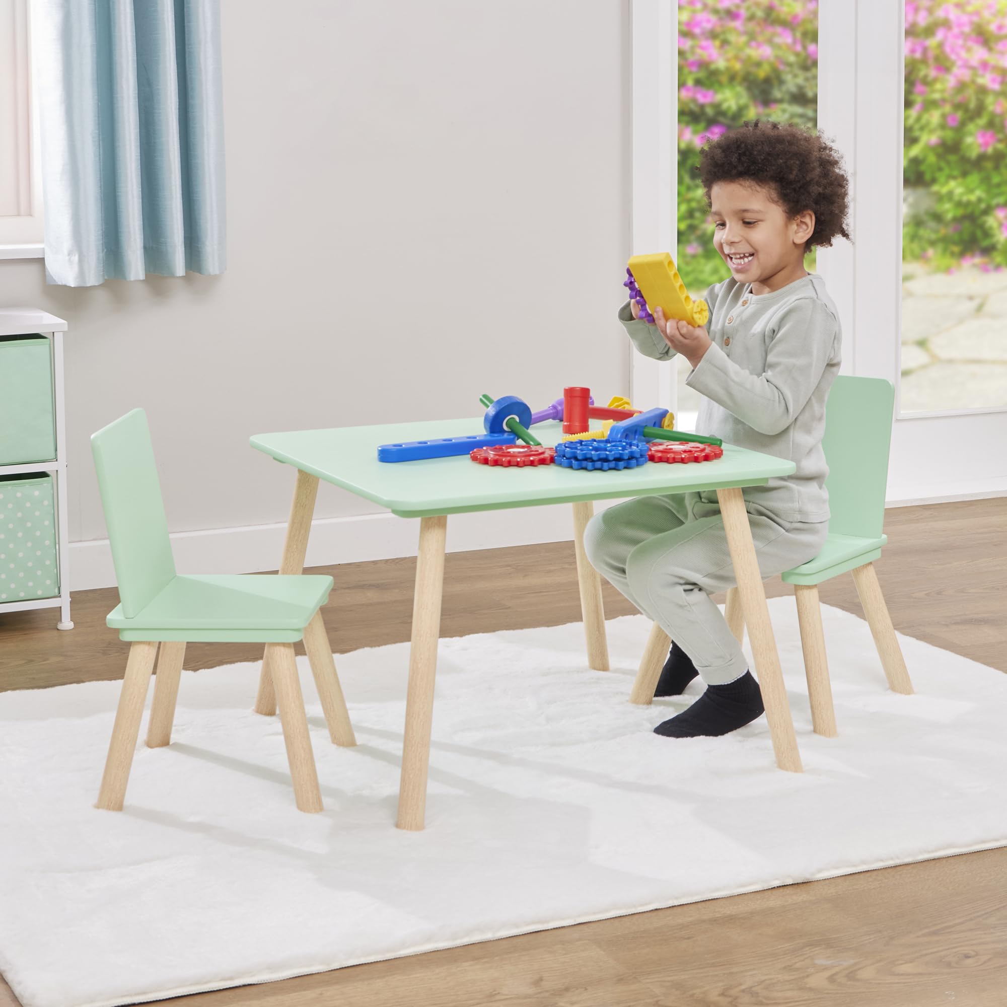 Liberty House Kids Table And Two Chairs Set Green