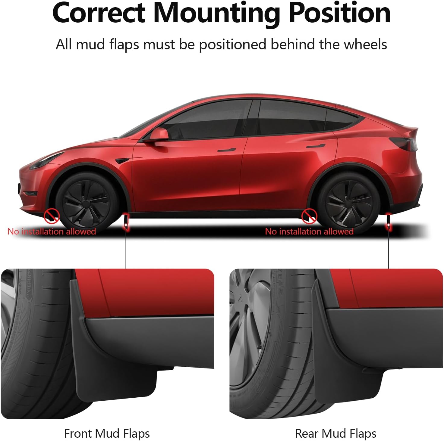Viaviat Mud Flaps for Tesla Model Y Accessories,All-Weather Tire Splash Guards,Protect Paint, No Drilling Required,TPV Upgraded Mudflaps for Model Y 2021-2024,Black,Set of 4
