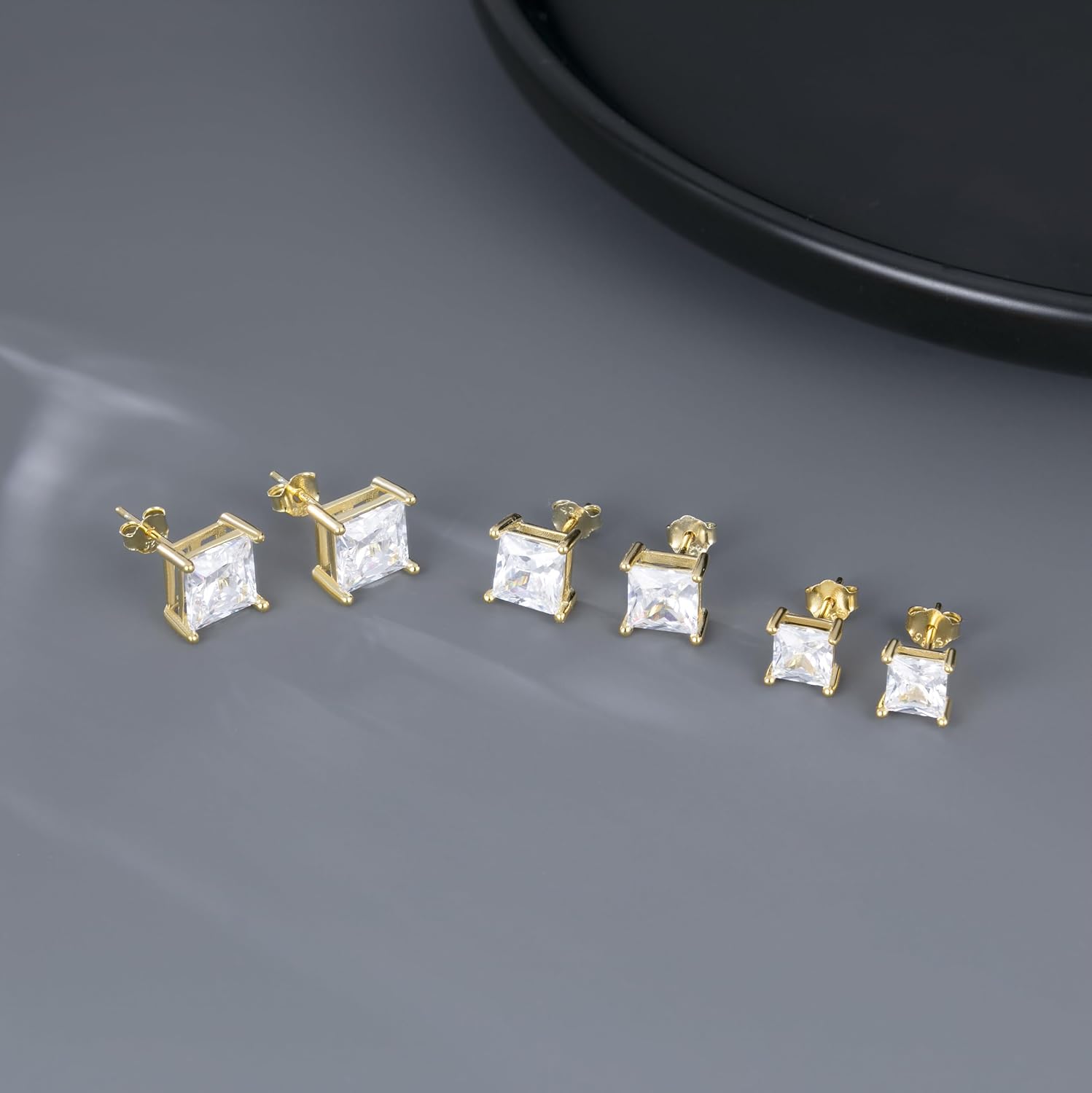 SLUYNZ 925 Sterling Silver CZ Stud Earrings for Women Teens Cut Square CZ Stud Earrings Simulated Diamond Earrings 3 Pairs