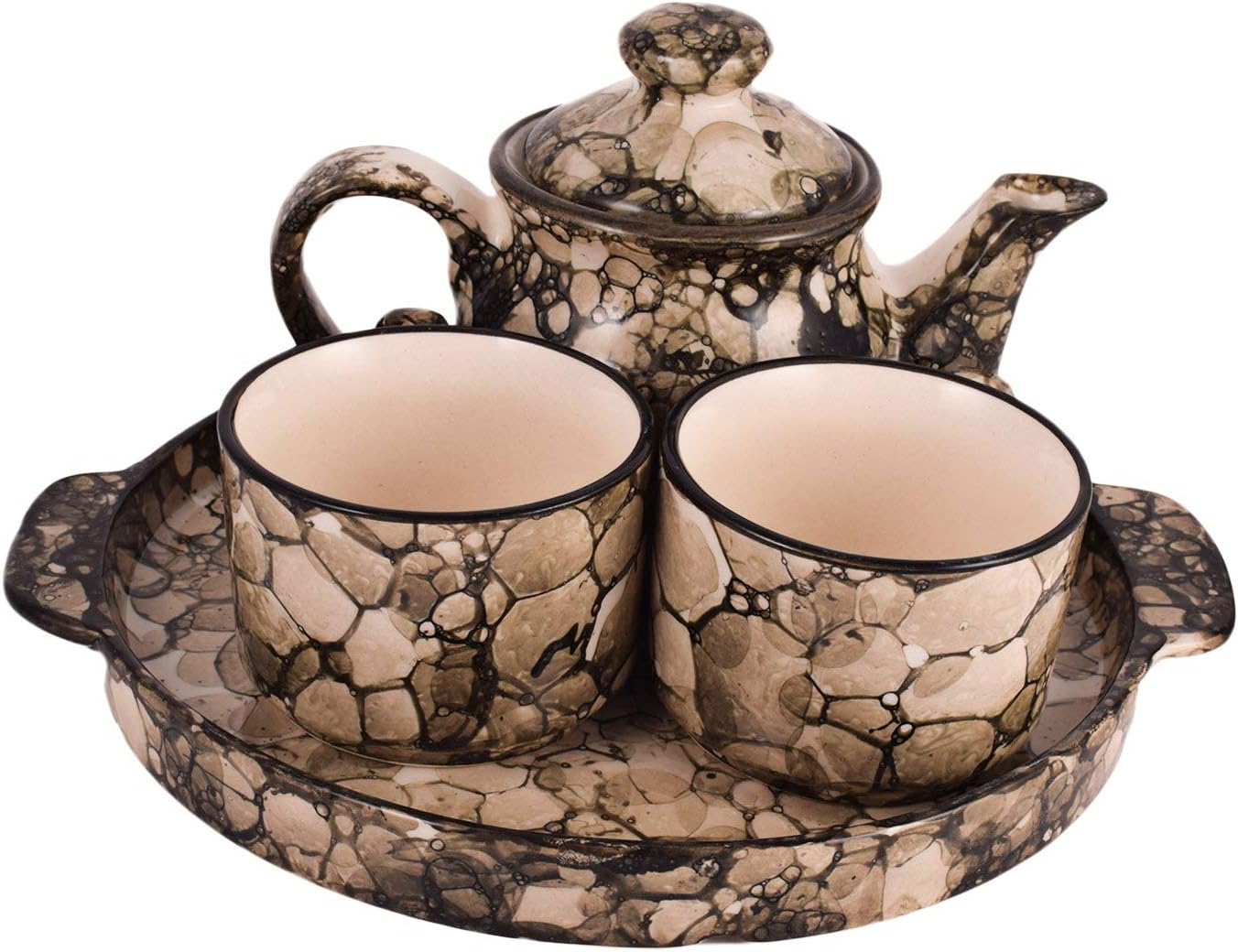 Lasaki Ceramic Morning Tea Set Kettle and Tea Pot Cup Set