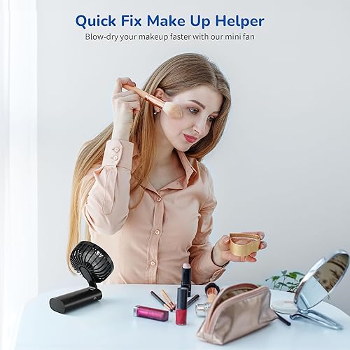 Miniatura 6 de Ventilador de mano portátil, mini ventilador personal plegable recargable por USB, 5200 mAh, 180 ajustables, viento de 6 velocidades, ventilador de