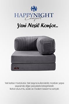 Sofya Tekli Koltuk L Kol | Oyun Koltuğu | Sünger Koltuk | Sinema Koltuğu. 90x90 CM (Antrasit)