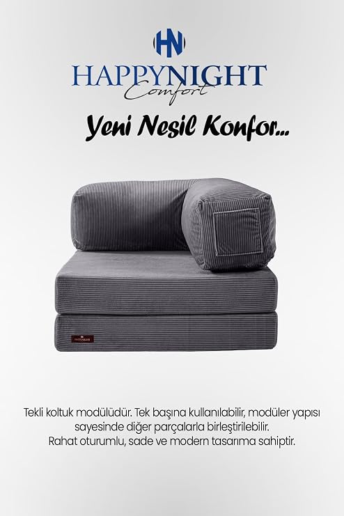 Sofya Tekli Koltuk L Kol | Oyun Koltuğu | Sünger Koltuk | Sinema Koltuğu. 90x90 CM (Antrasit)