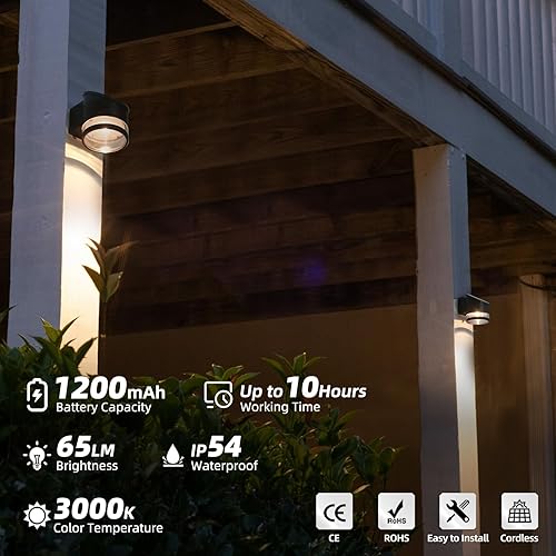 Miniatura 3 de HFVLITE Luz de Pared Solar Al Aire Libre del Atardecer al Amanecer, Aplique de Pared de Aluminio IP54 Impermeable, Luz Decorativa LED Sin Cable para