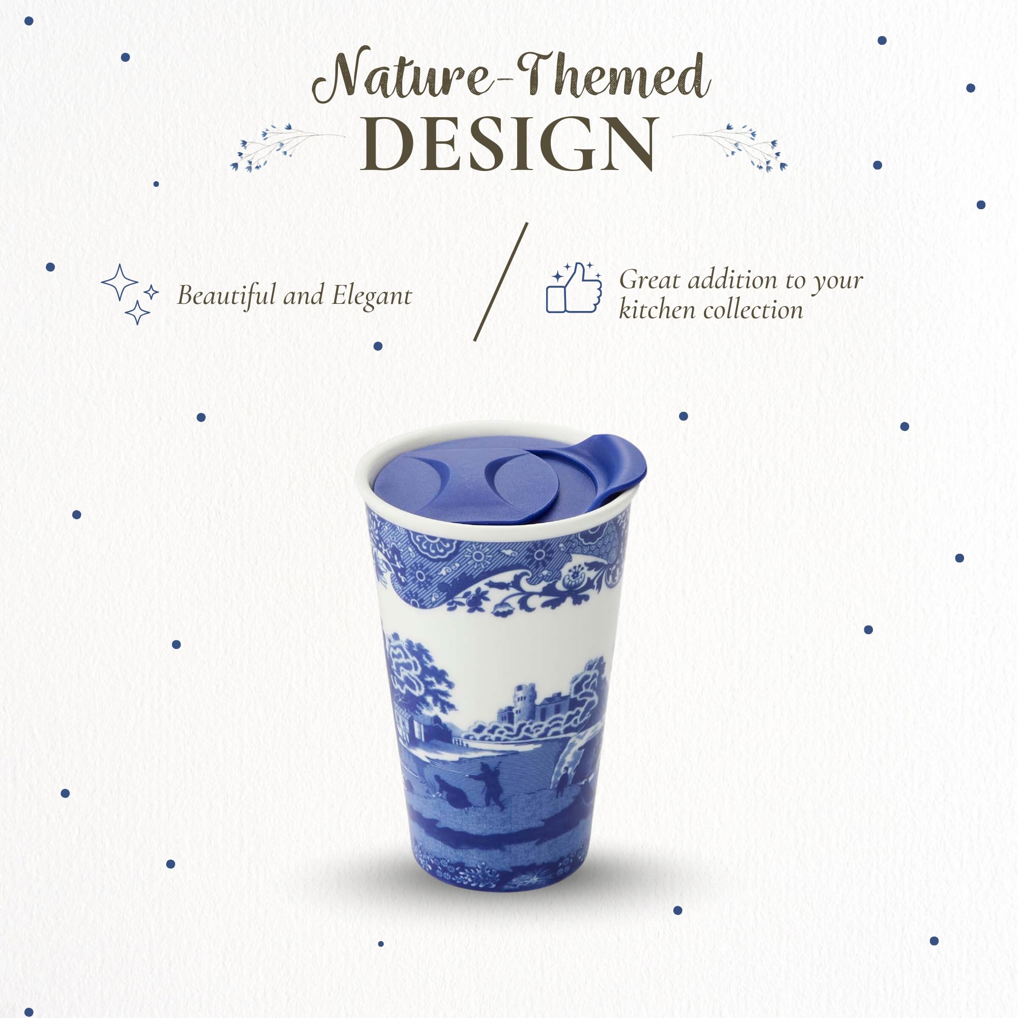Amazon.com | Spode Blue Italian 8oz Porcelain Travel Mug with Lid