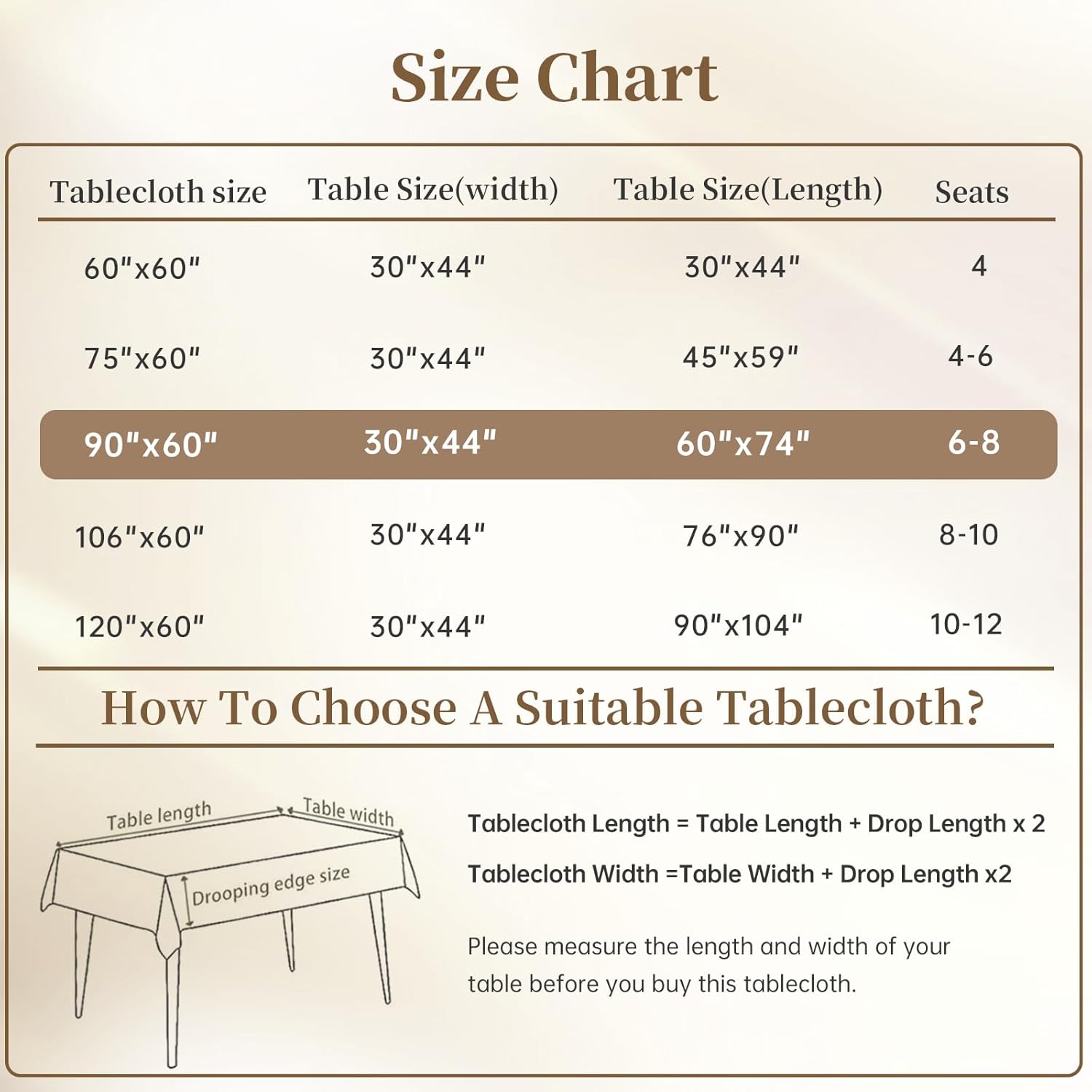Rectangle Gingham Tablecloth 60"x 90", Buffalo Checkered Table Cloth, Linen Cotton Wrinkle Free Washable Heavy Duty Plaid Table Cover for Kitchen Outdoor Picnic, Beige