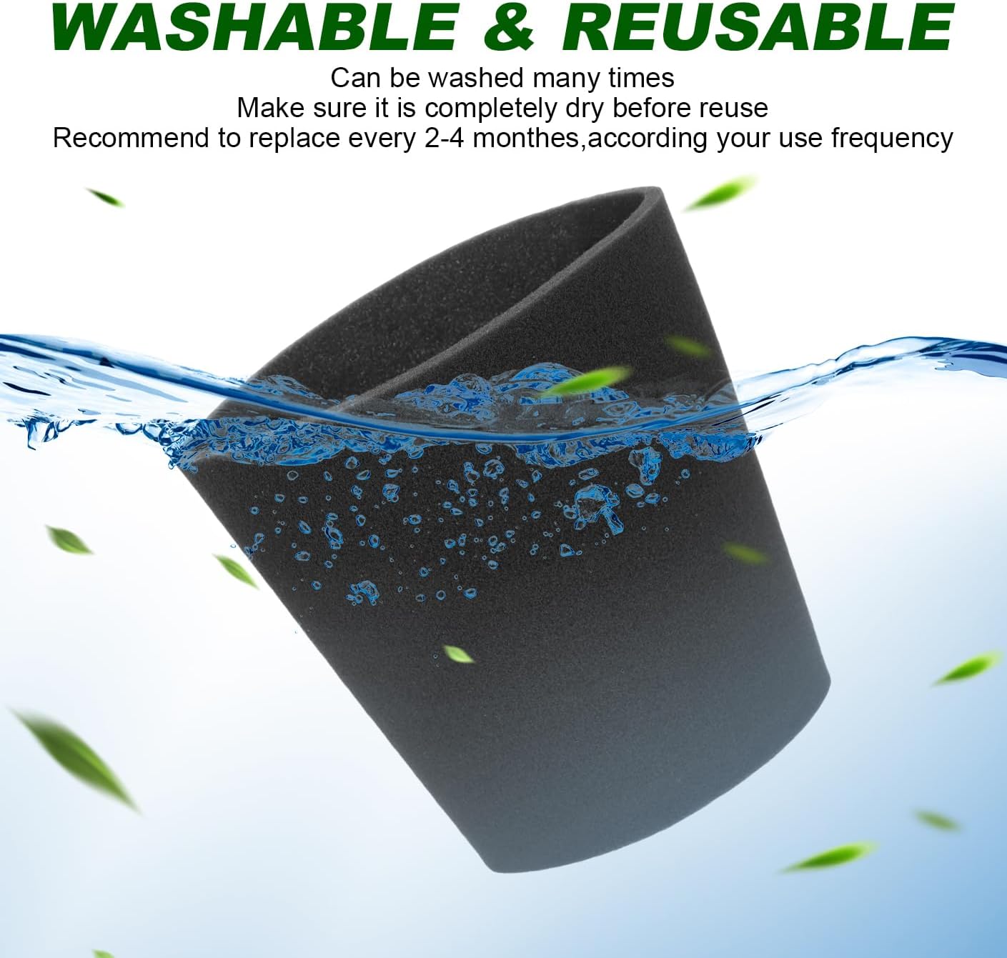 25-1202 Foam Filters Compatible with Stanley 1-5 Gallon Wet/Dry Vacuum SL18910P-3, SL18129, SL18133,SL18129 Filter Sponge Vacuum Cleaner Part - 4 Pack image 5