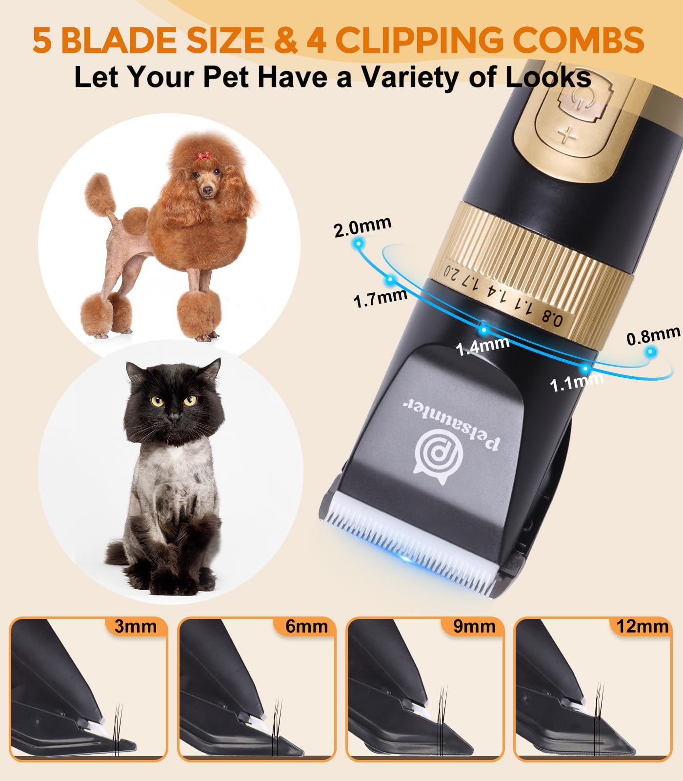 Amazon.co.jp: Petsaunter C95 コードレス 犬用バリカン 充電式 プロ用