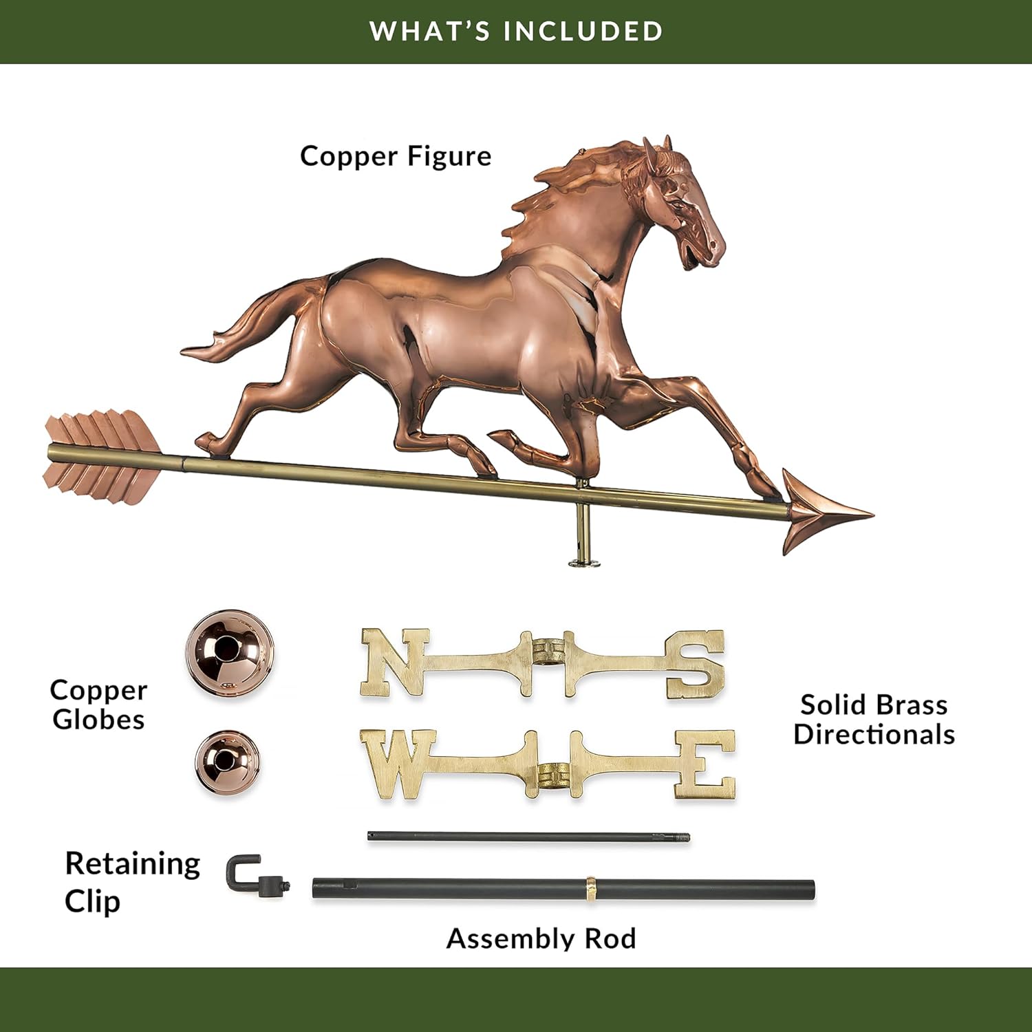 Good Directions 580PA Racing Horse with Arrow Weathervane, Polished Copper Extra Large