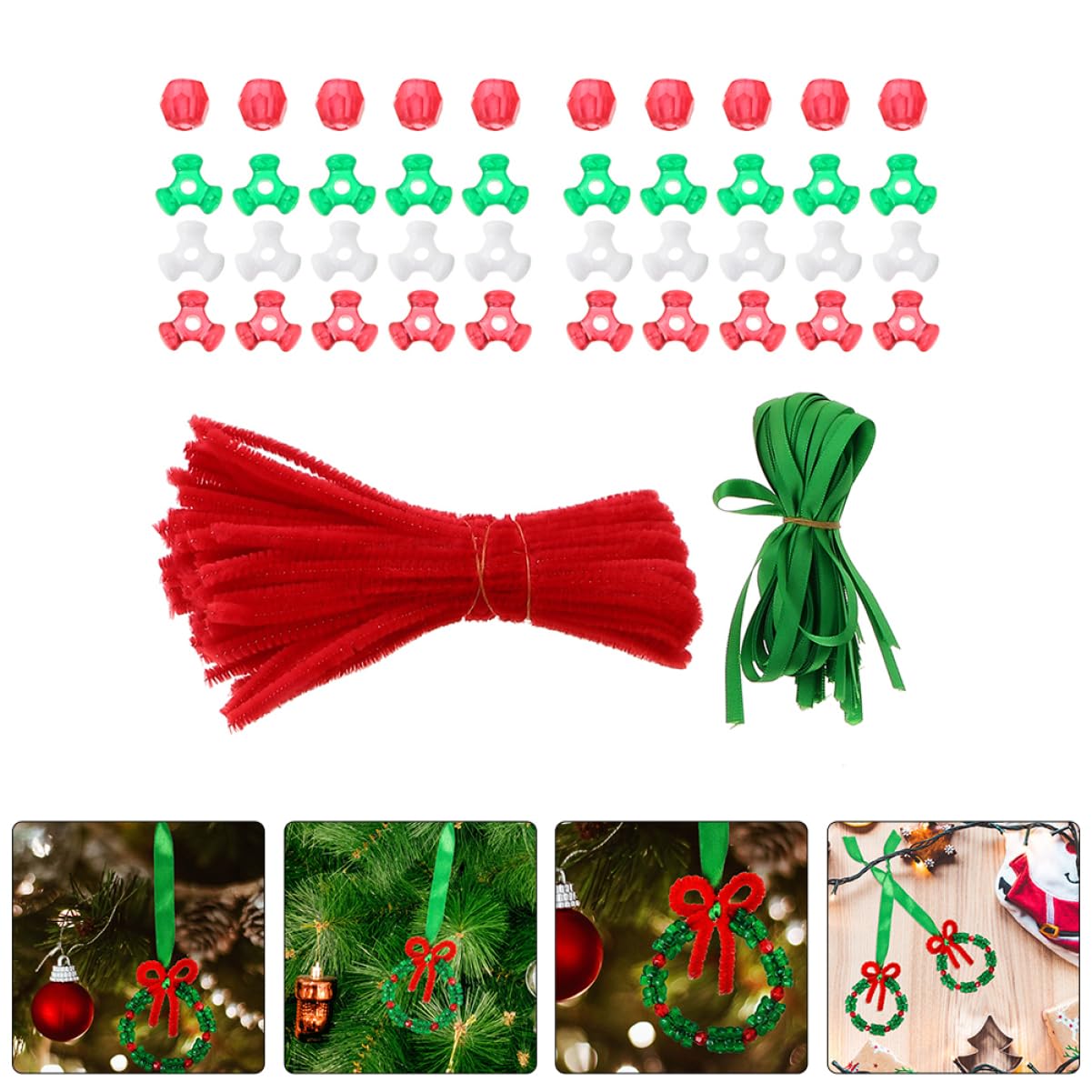 BESTonZON 5 Set Materiali per accessori per decorazioni natalizie mini natale ghirlanda natalizia bricolage natale bricolage natalizio lavoretti natalizi con perline fai da te plastica
