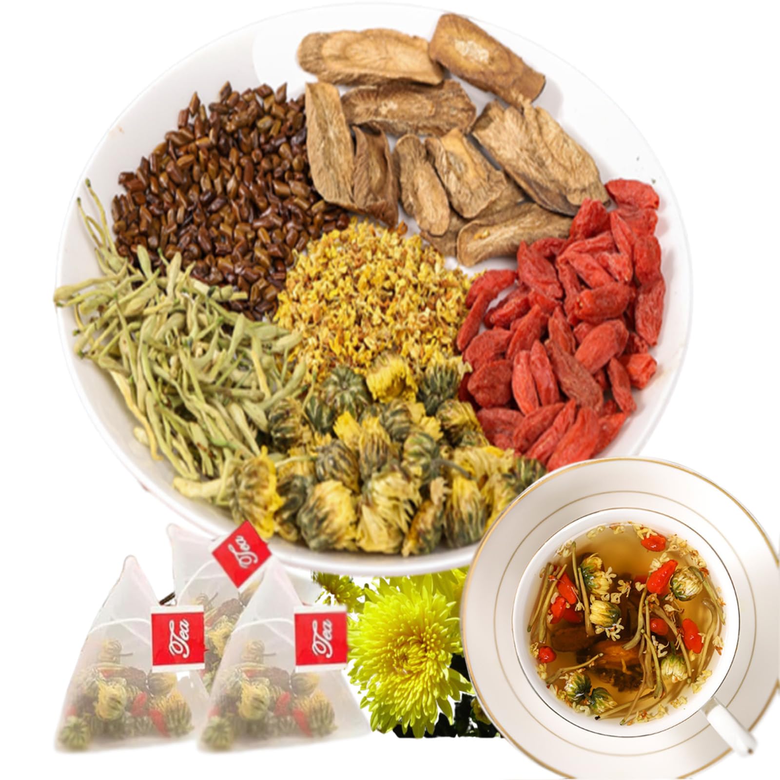 Liver Tea Formula Chrysanthemum,Chrysanthemum Cassia Seed Tea,Dandelion Wolfberry Tea,Cassia Seed,Dandelion Wolfberry Herbal Tea (10PC)