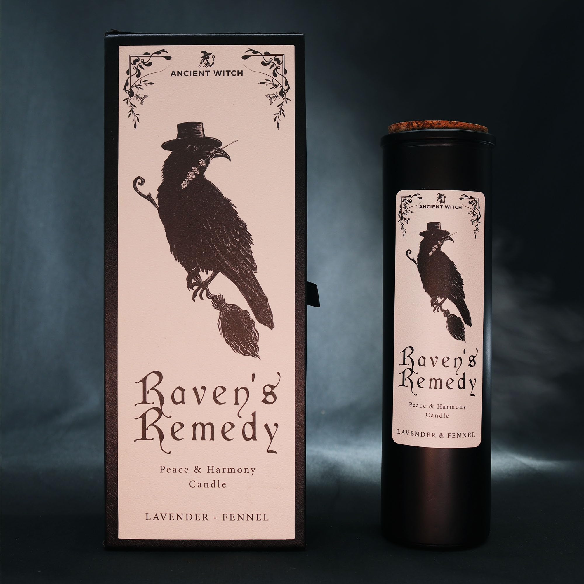 Ravens' Remedy - Candela rituale con lavanda e finocchio, 24 x 9 cm, protezione spirituale