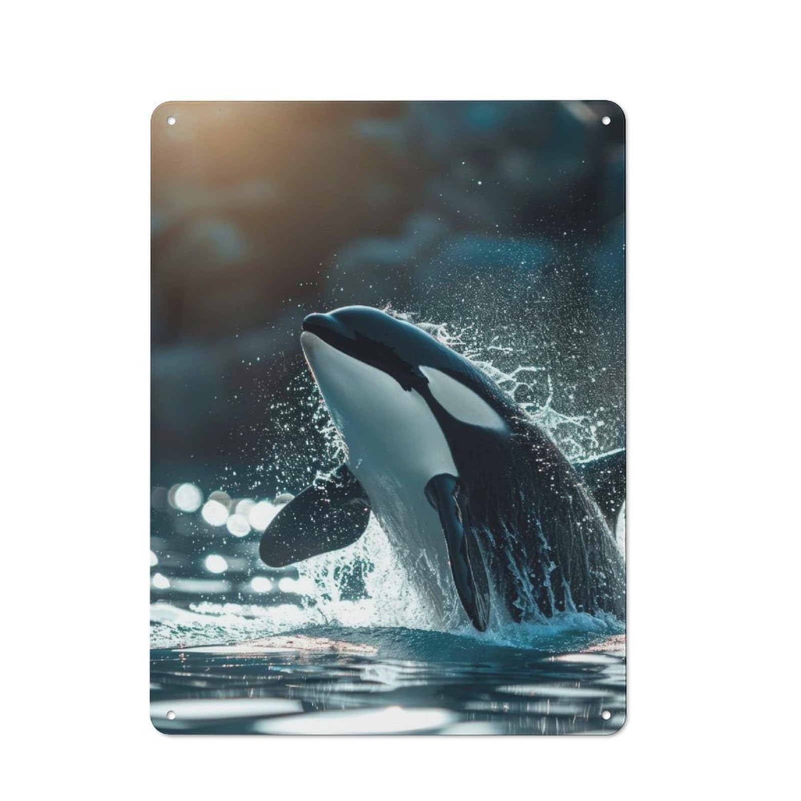 Junmoney Orca Whale Killer Vintage Tin Sign 40X30cm Featuring For Workshop Wall, Gift For Metal Sign Collectors During The Christmas Season