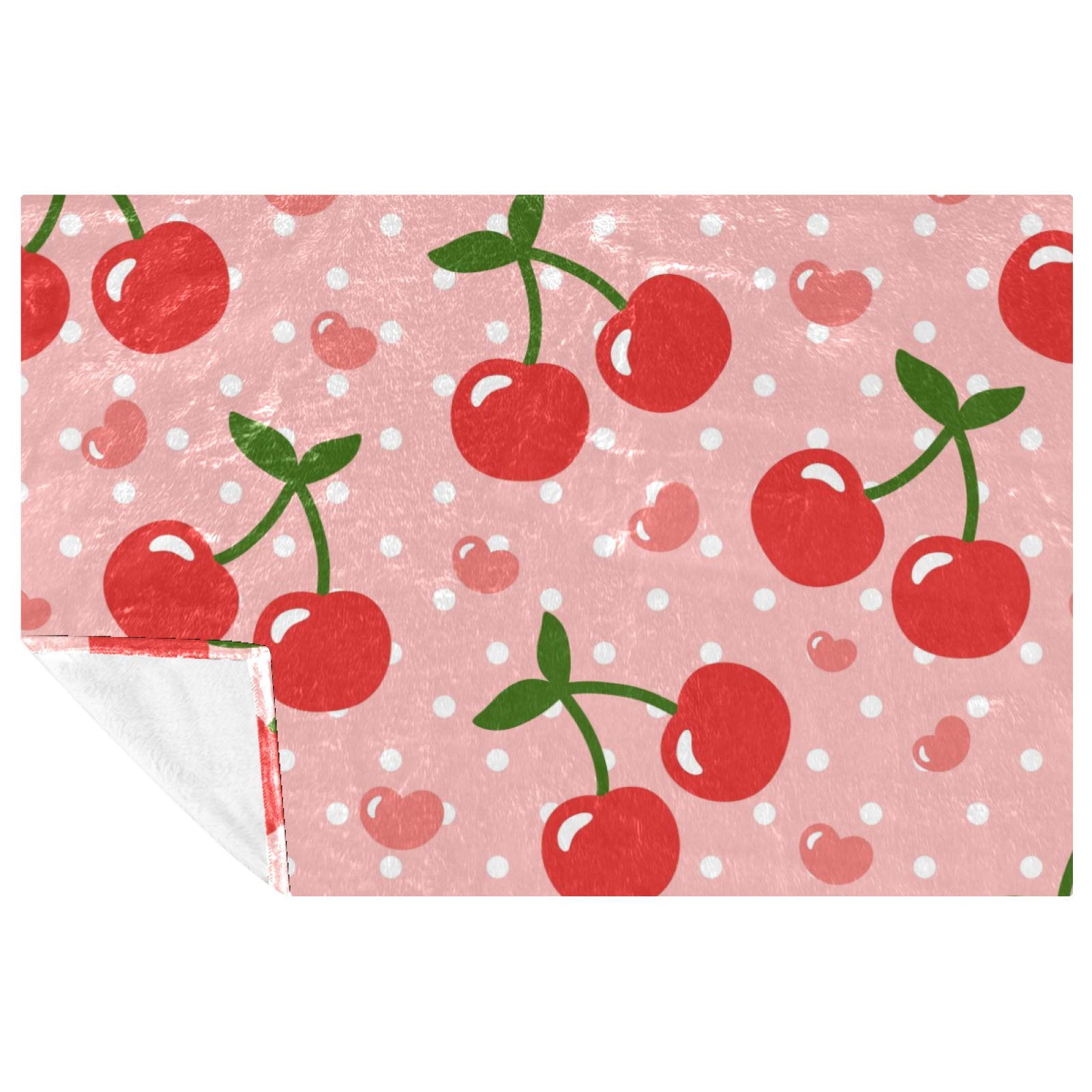 Couverture cerises 150x100 cm douce et chaude pour lit et canapé